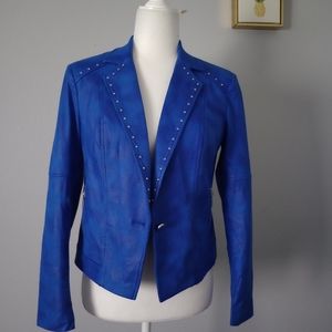 Jacket Women faux suede Lena Gabrielle blue 2 pockets size 2  New without Tags